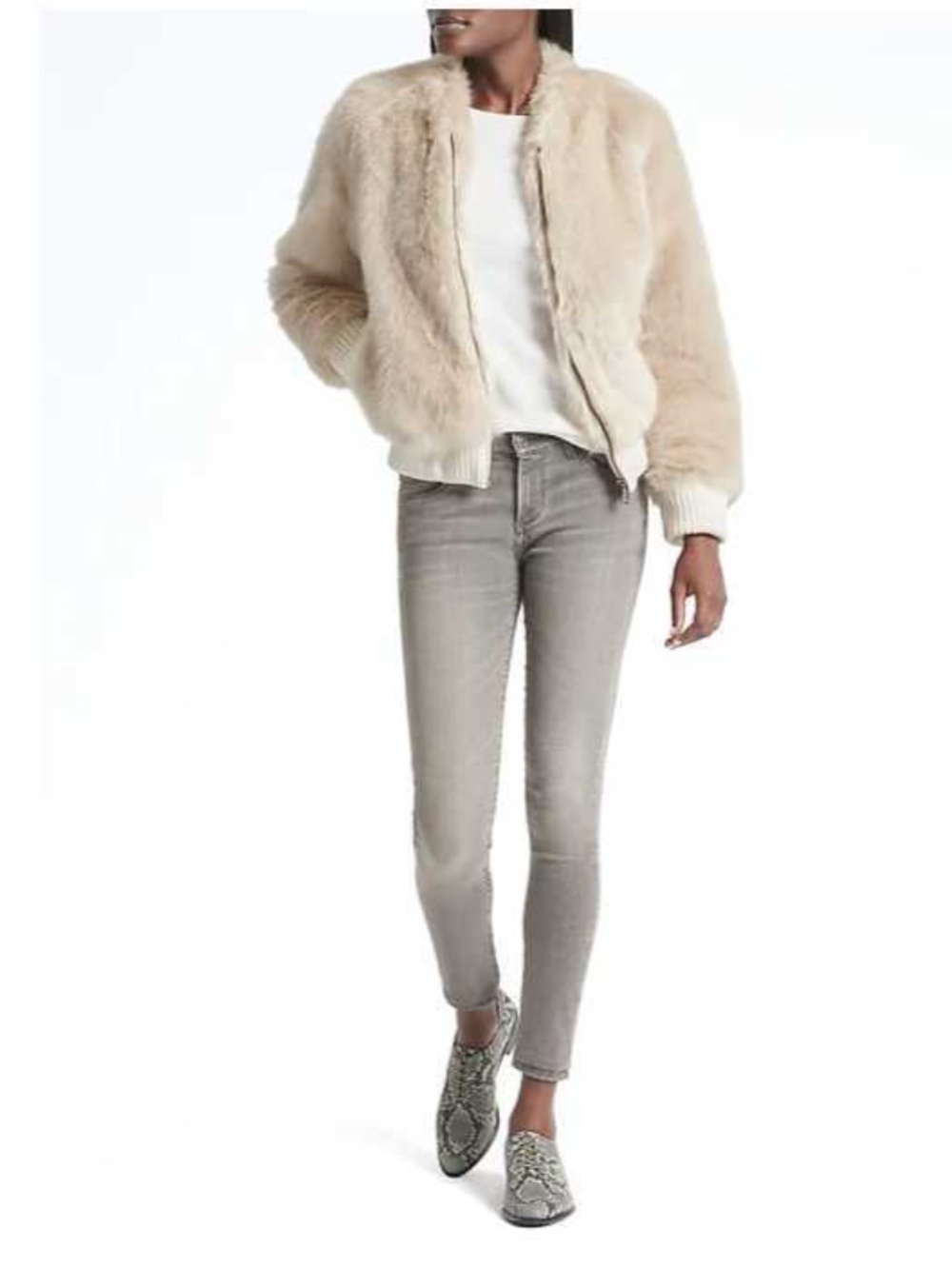 Banana Republic Faux Fur Bomber Jacket Brown Size XS